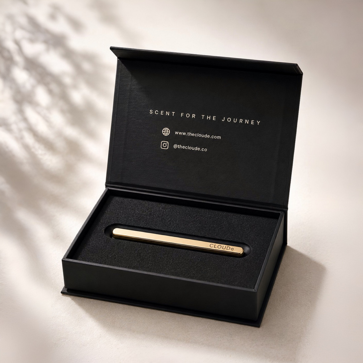 CLOUDe Scent car fragrance diffuser, gold aluminum vent clip, luxury alternative to car air fresheners